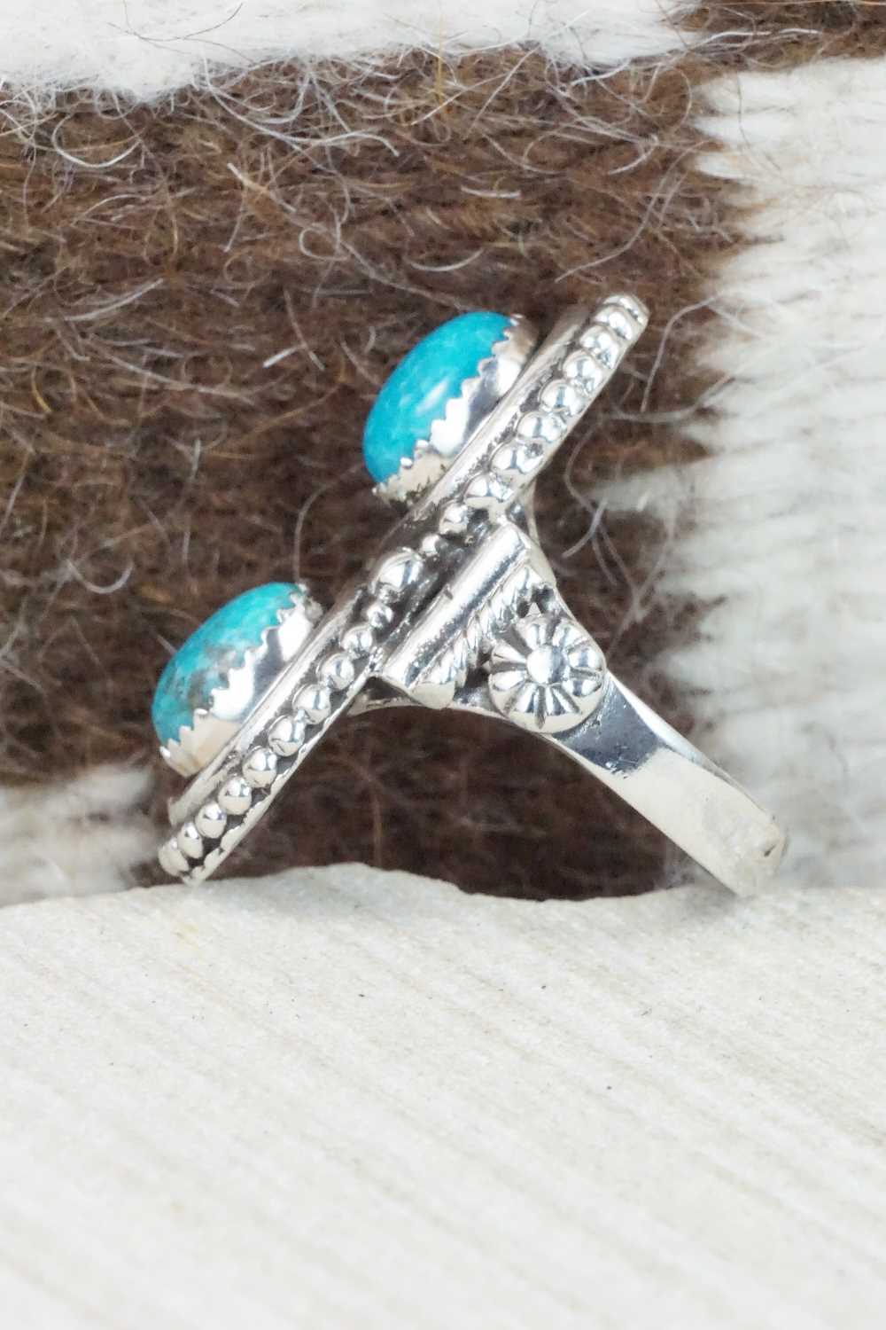 Turquoise & Sterling Silver Ring - Roie Jaque - Size 8.75