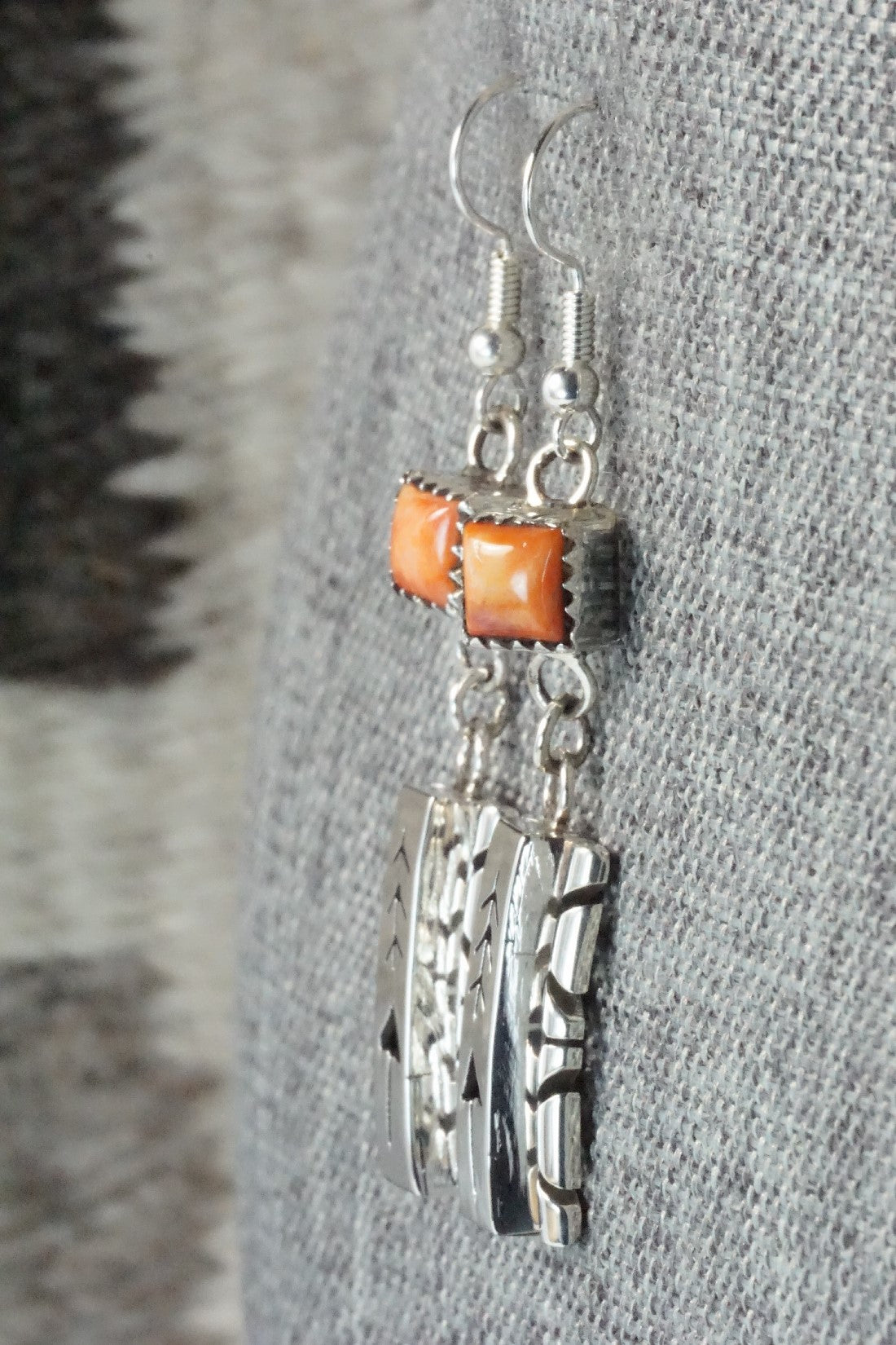 Spiny Oyster & Sterling Silver Earrings - Sandra Parkett