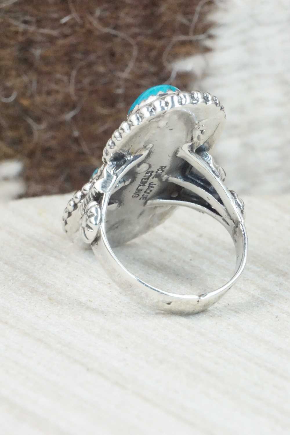 Turquoise & Sterling Silver Ring - Roie Jaque - Size 8.75