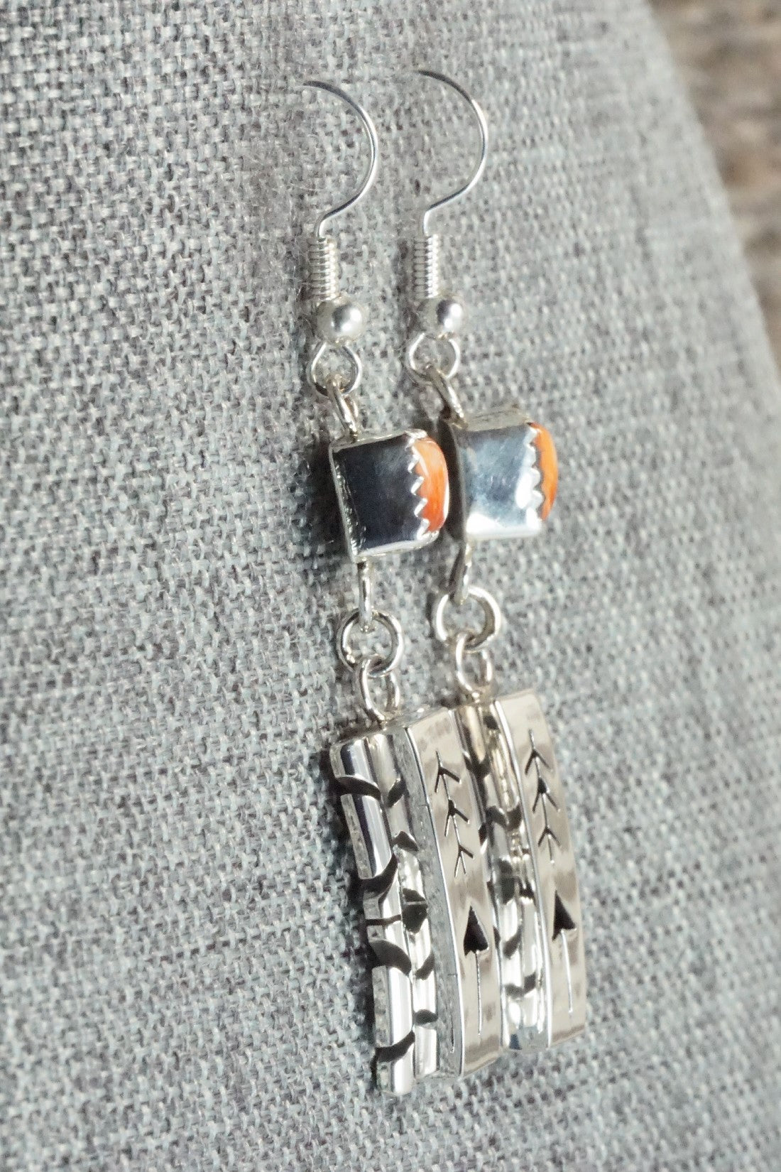 Spiny Oyster & Sterling Silver Earrings - Sandra Parkett