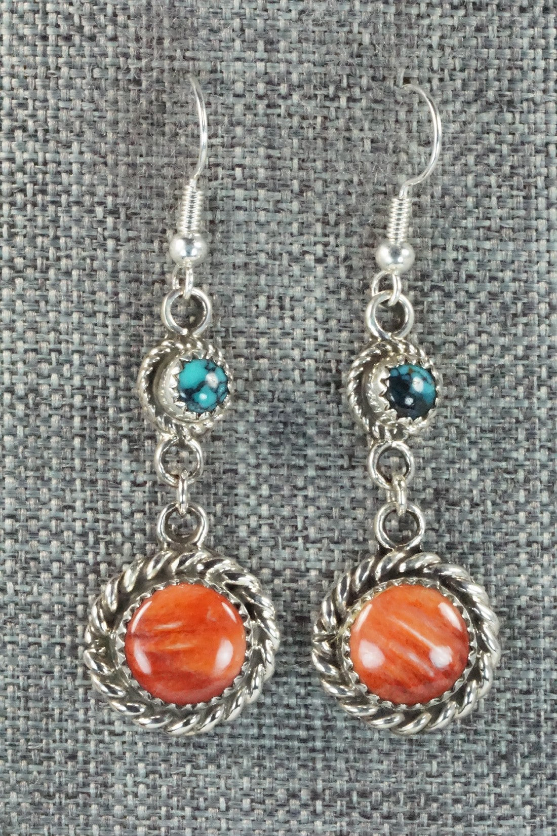 Spiny Oyster, Turquoise & Sterling Silver Earrings - Sandra Parkett