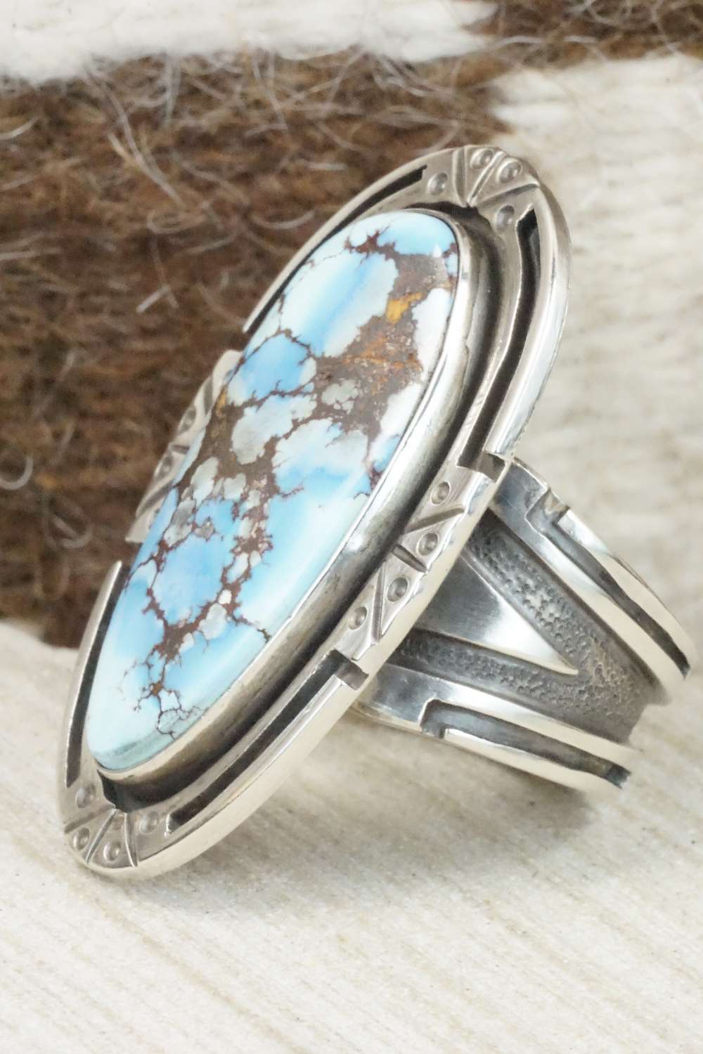 Turquoise & Sterling Silver Ring - Cooper Willie - Size 11.75