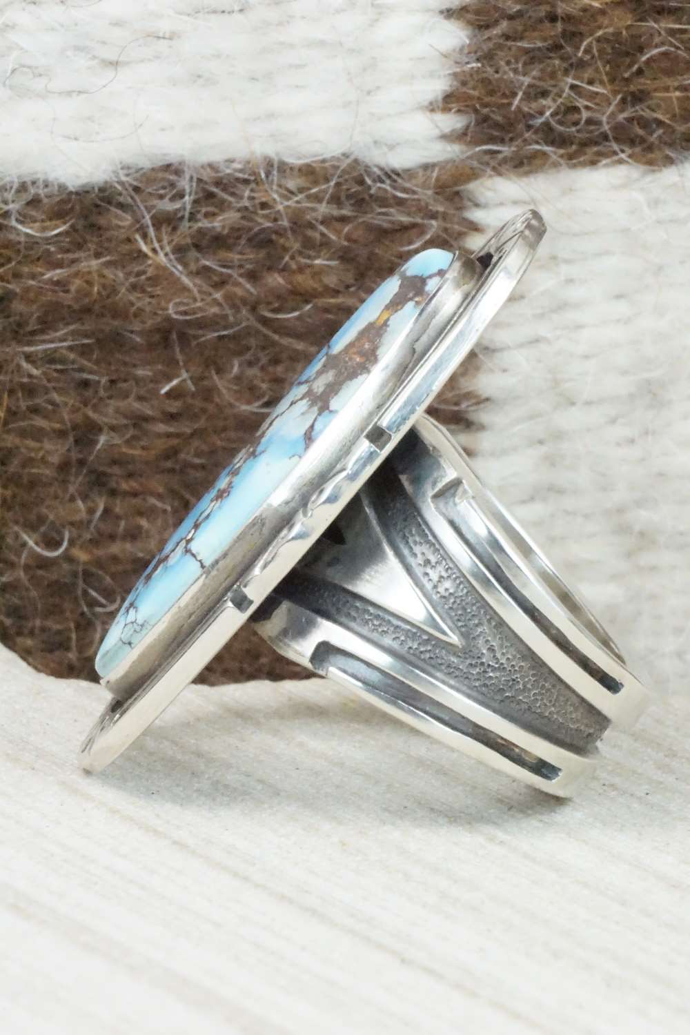 Turquoise & Sterling Silver Ring - Cooper Willie - Size 11.75