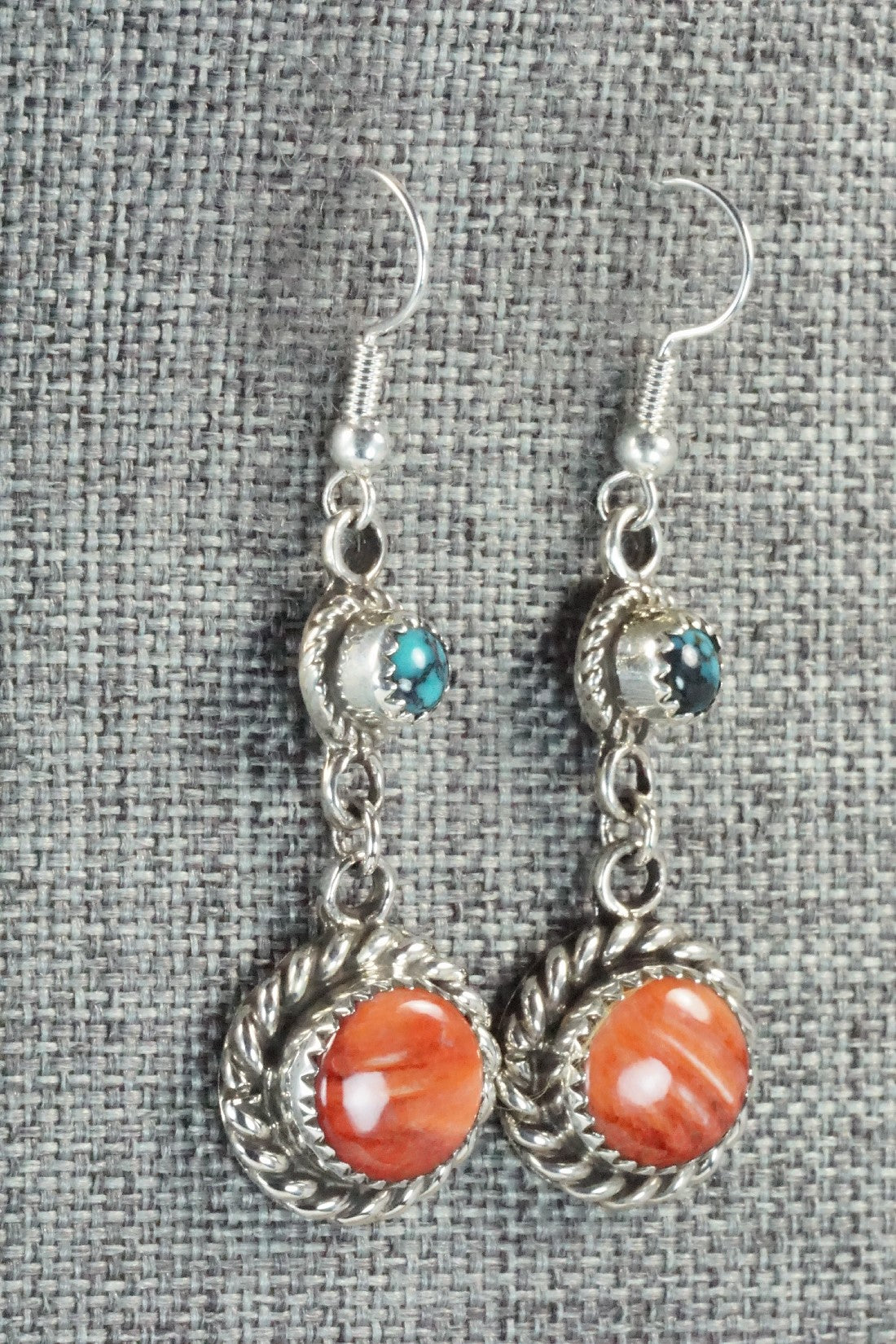 Spiny Oyster, Turquoise & Sterling Silver Earrings - Sandra Parkett