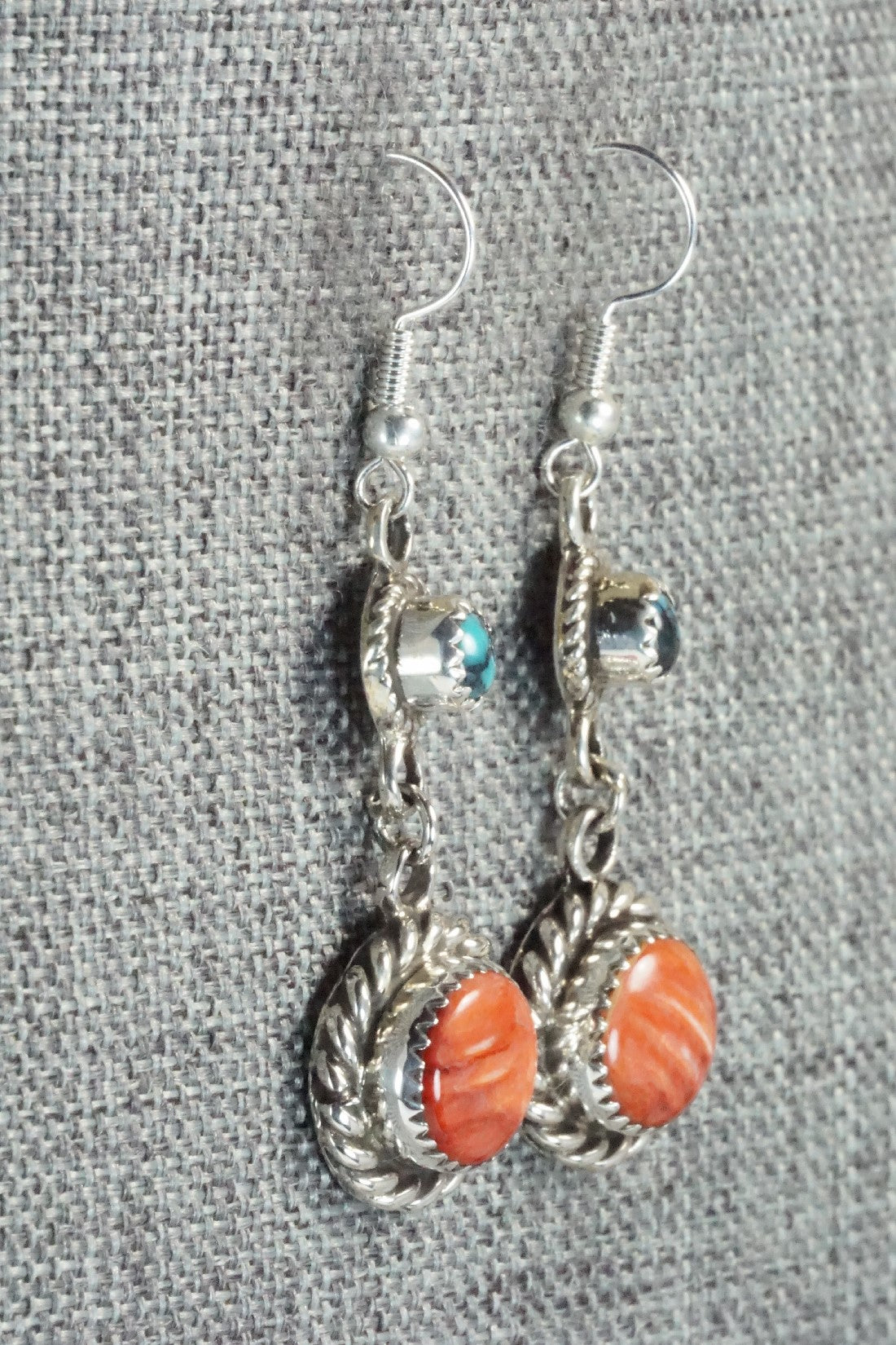 Spiny Oyster, Turquoise & Sterling Silver Earrings - Sandra Parkett