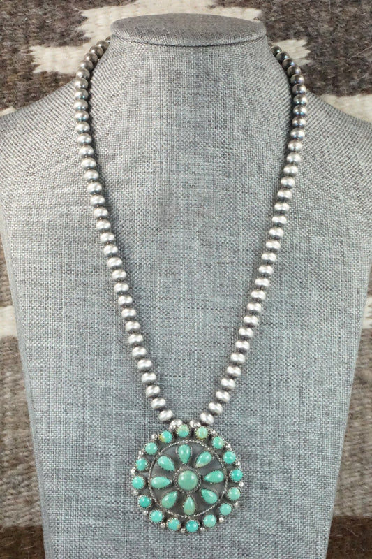Turquoise & Sterling Silver Pearl Necklace - Janet Johnson
