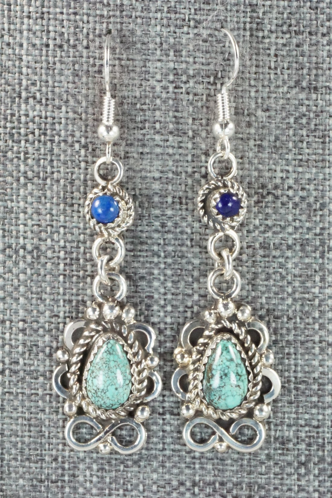 Turquoise, Lapis & Sterling Silver Earrings - Sandra Parkett