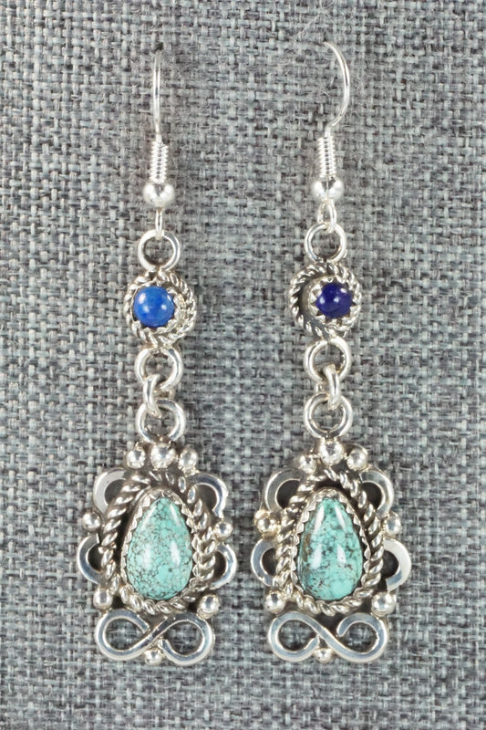 Turquoise, Lapis & Sterling Silver Earrings - Sandra Parkett