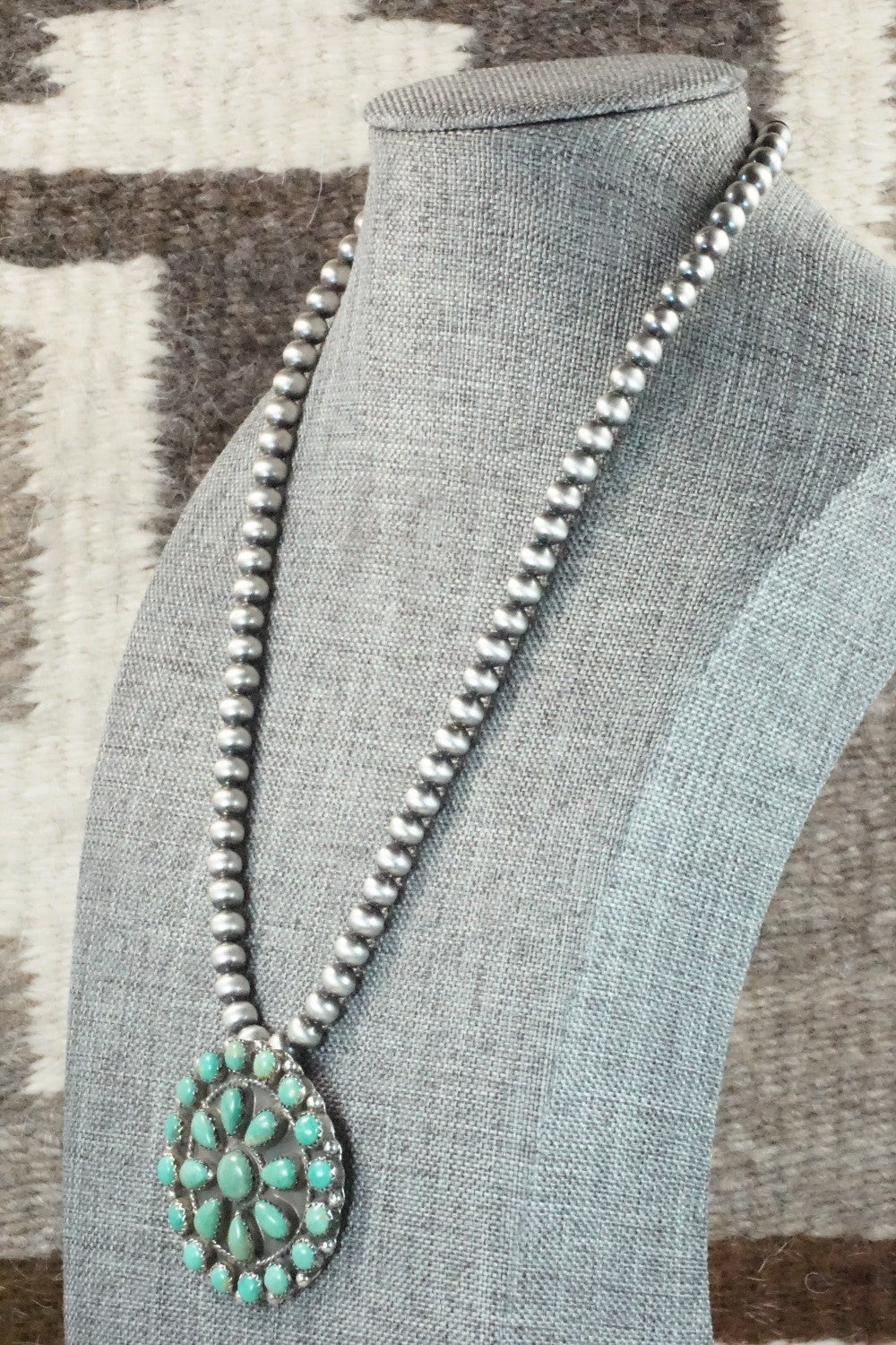 Turquoise & Sterling Silver Pearl Necklace - Janet Johnson
