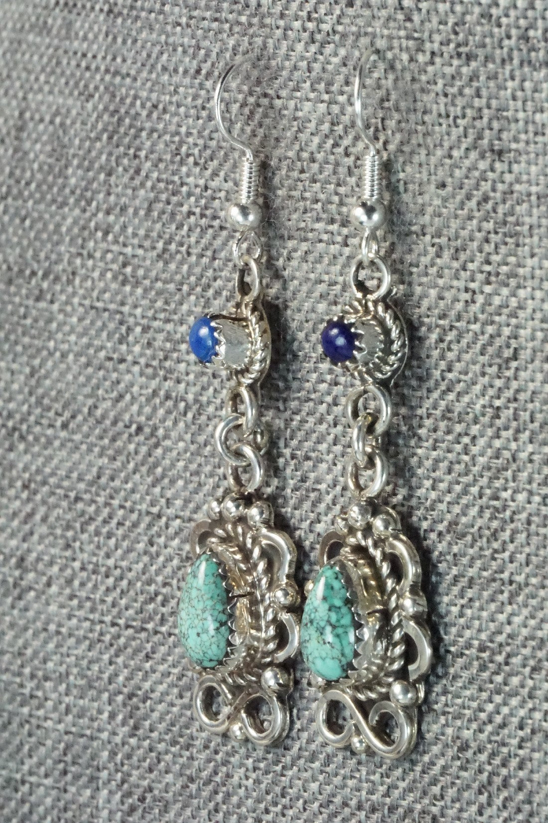 Turquoise, Lapis & Sterling Silver Earrings - Sandra Parkett