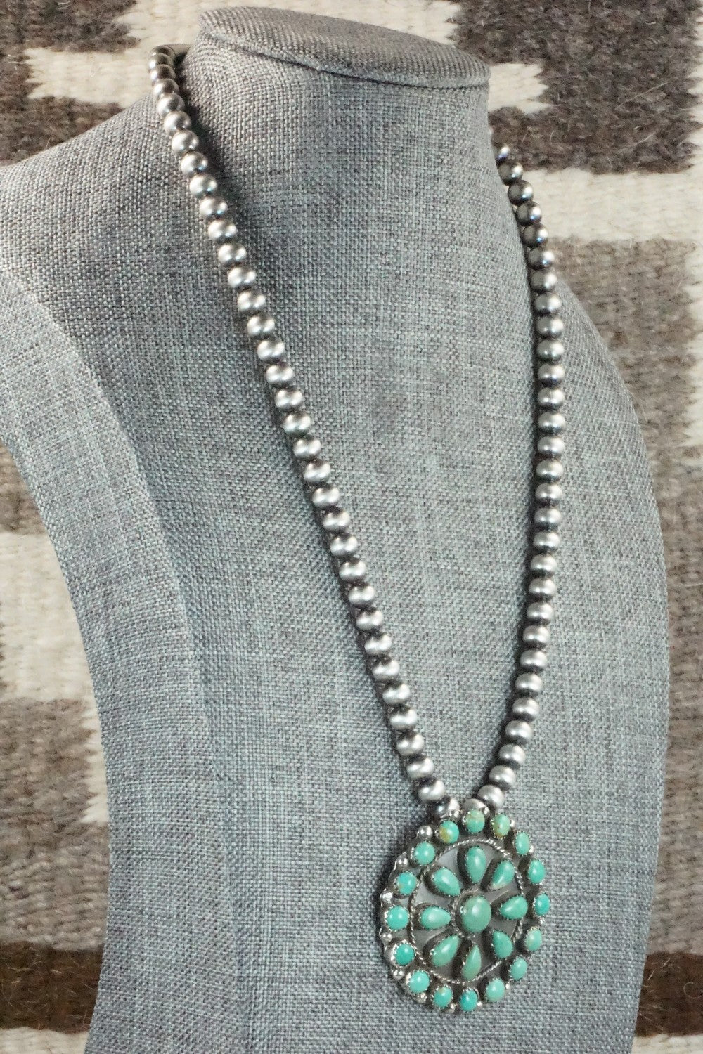 Turquoise & Sterling Silver Pearl Necklace - Janet Johnson