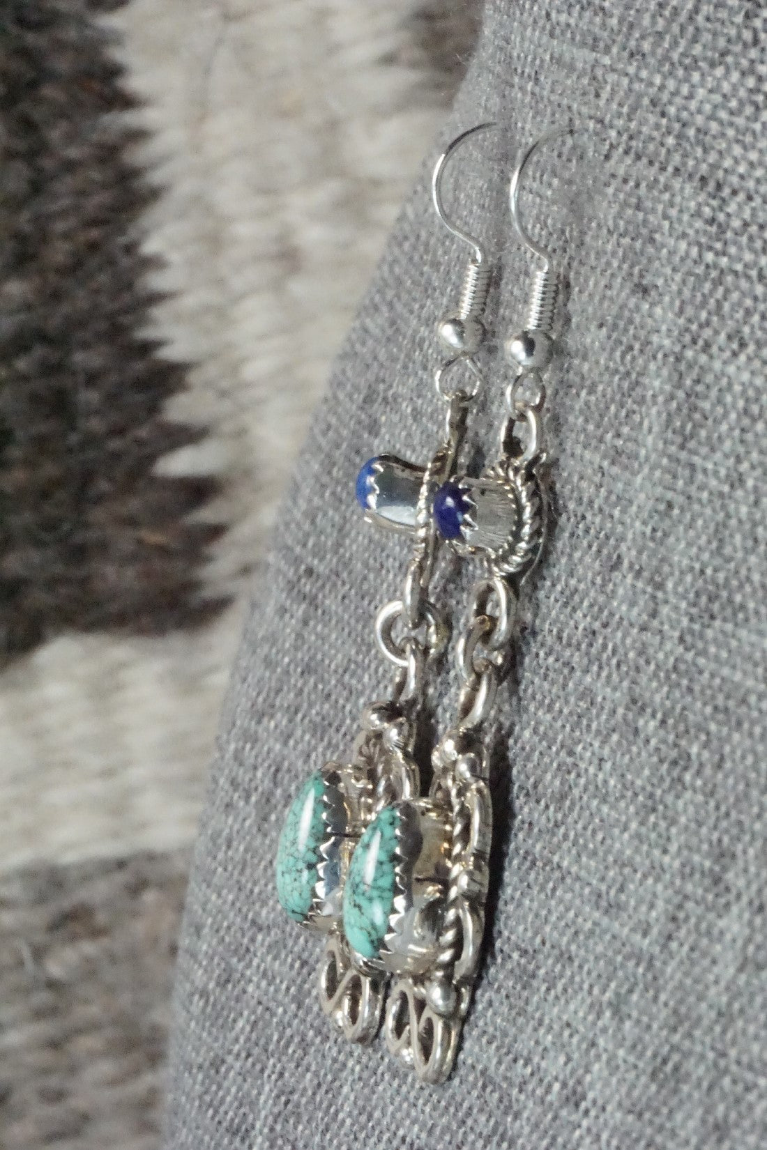 Turquoise, Lapis & Sterling Silver Earrings - Sandra Parkett