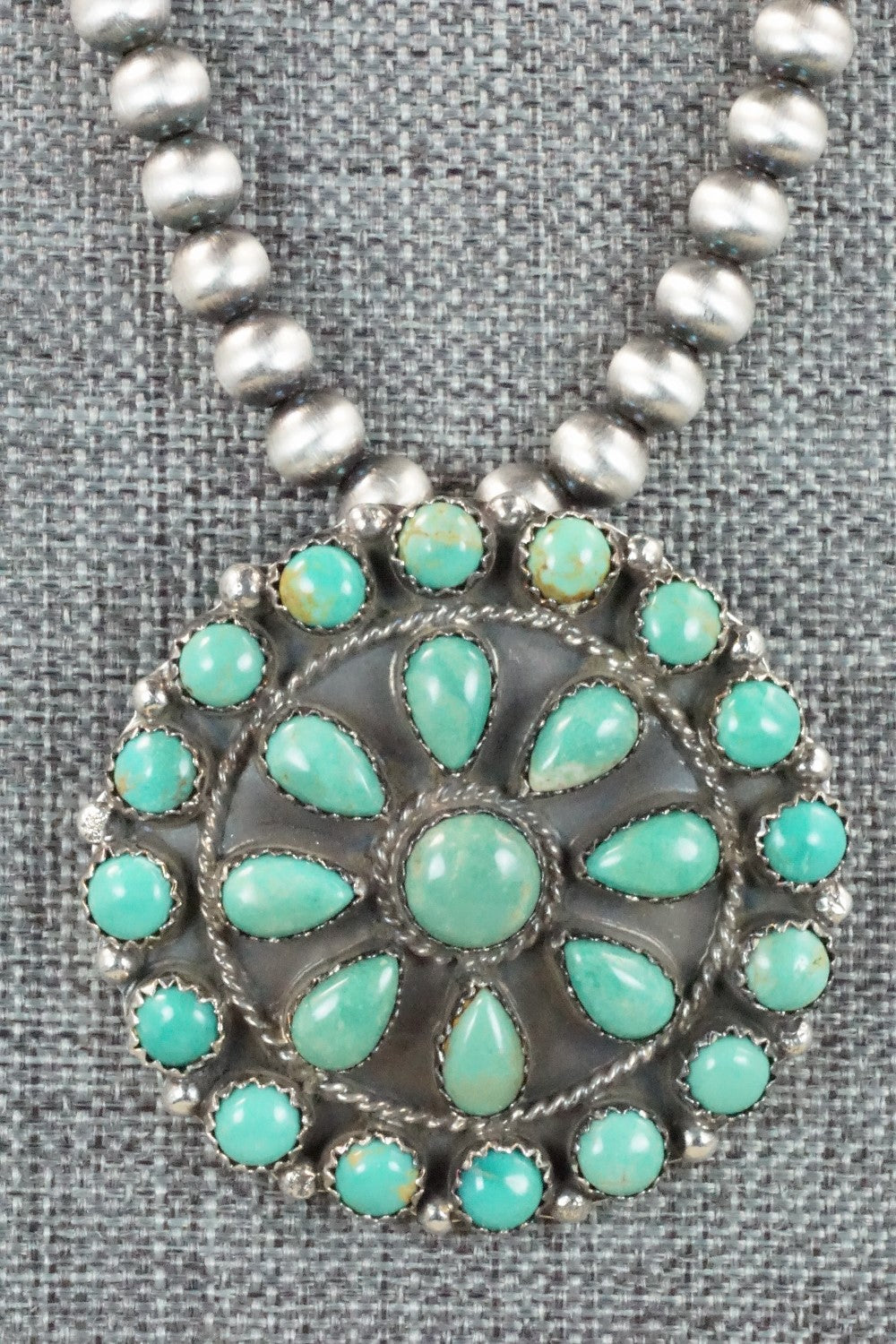 Turquoise & Sterling Silver Pearl Necklace - Janet Johnson