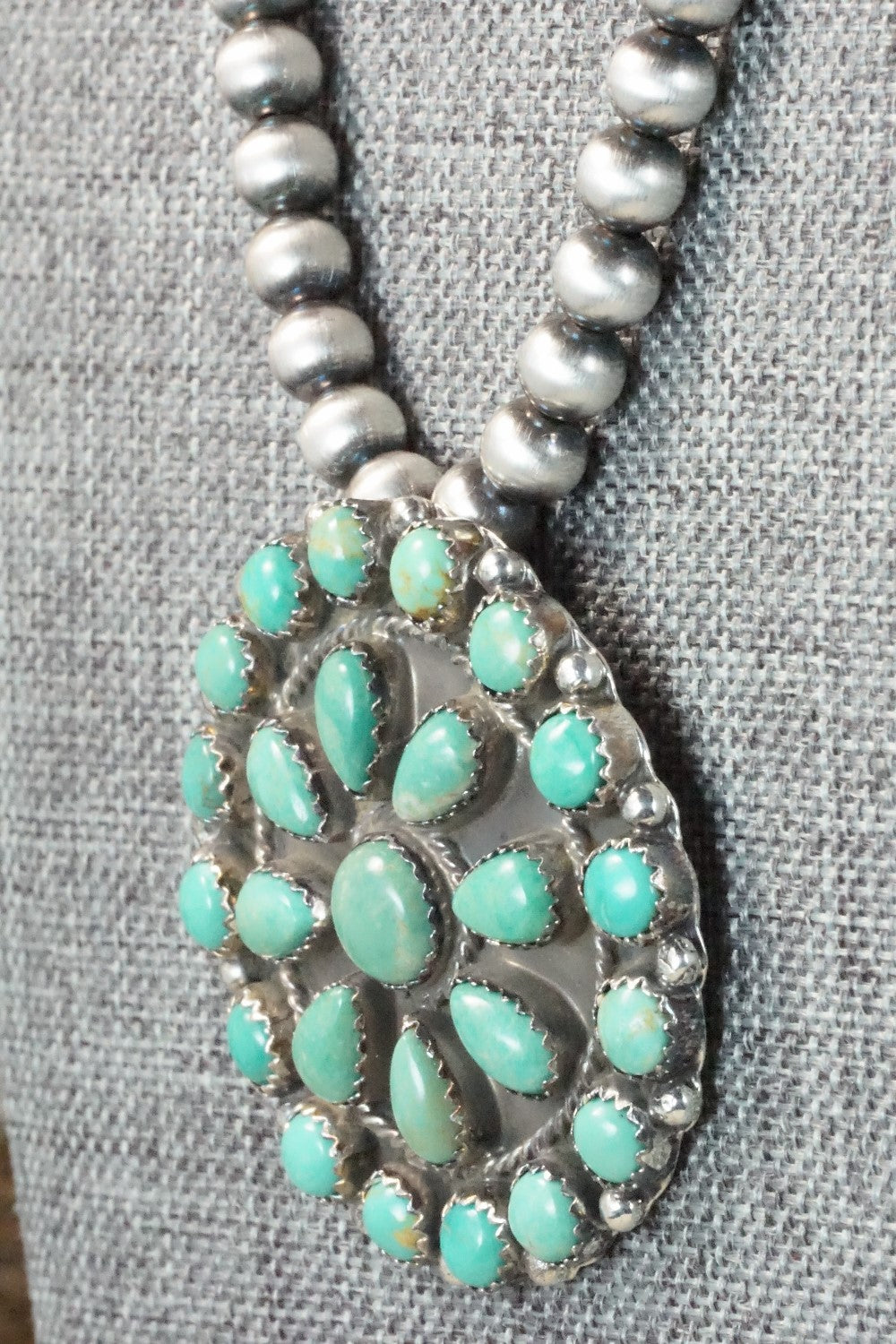Turquoise & Sterling Silver Pearl Necklace - Janet Johnson