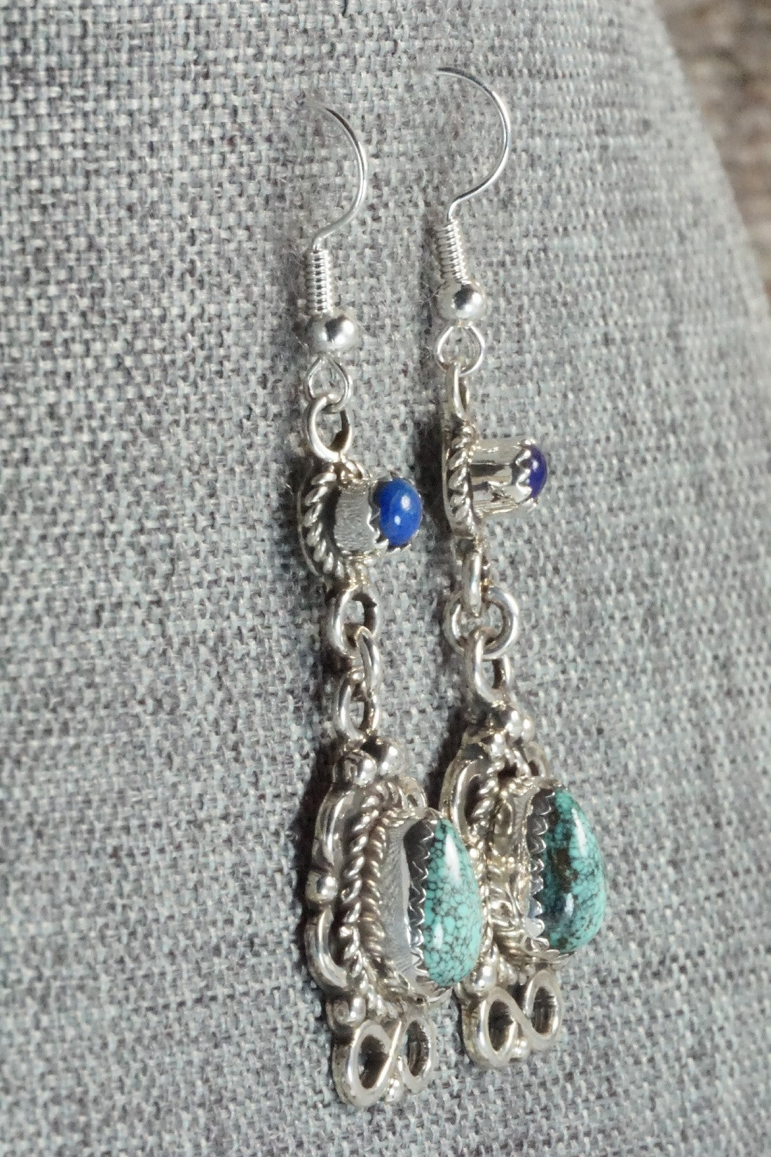 Turquoise, Lapis & Sterling Silver Earrings - Sandra Parkett