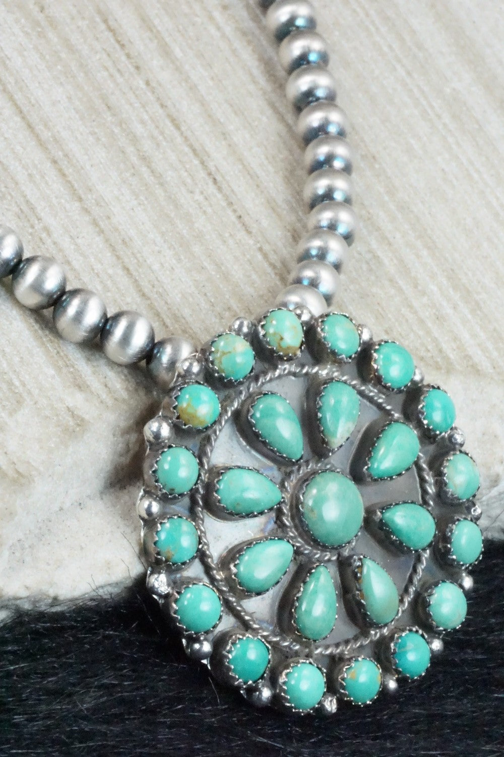 Turquoise & Sterling Silver Pearl Necklace - Janet Johnson