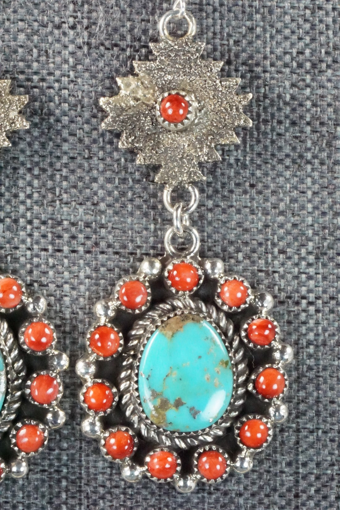 Turquoise, Spiny Oyster & Sterling Silver Earrings - Sandra Parkett