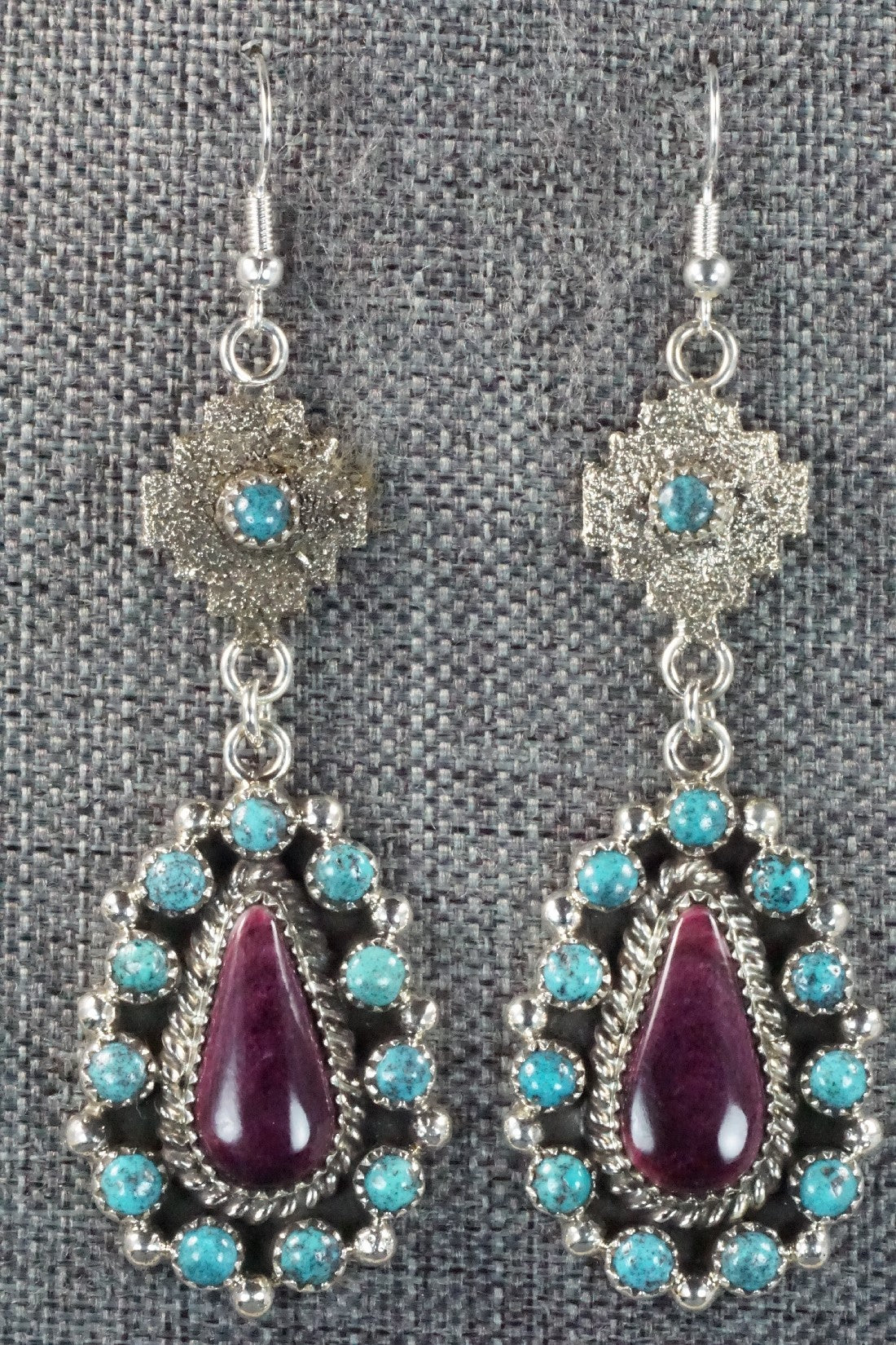 Turquoise, Spiny Oyster & Sterling Silver Earrings - Sandra Parkett