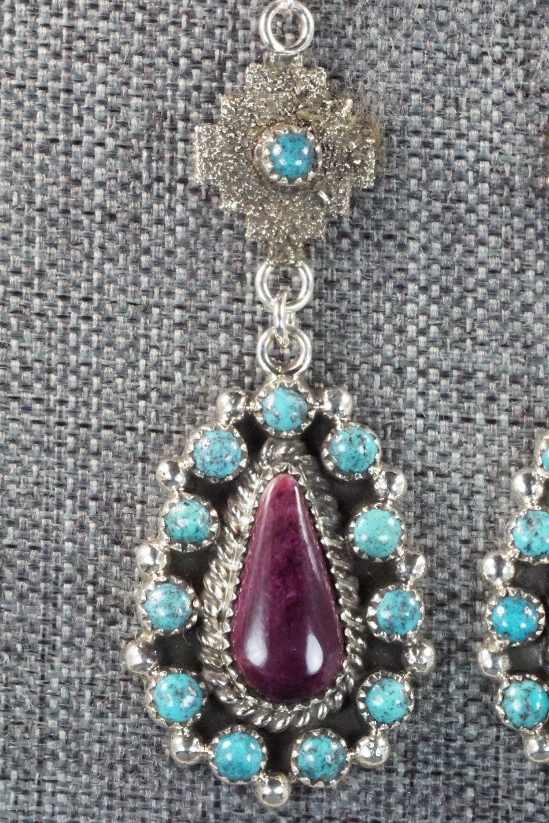 Turquoise, Spiny Oyster & Sterling Silver Earrings - Sandra Parkett