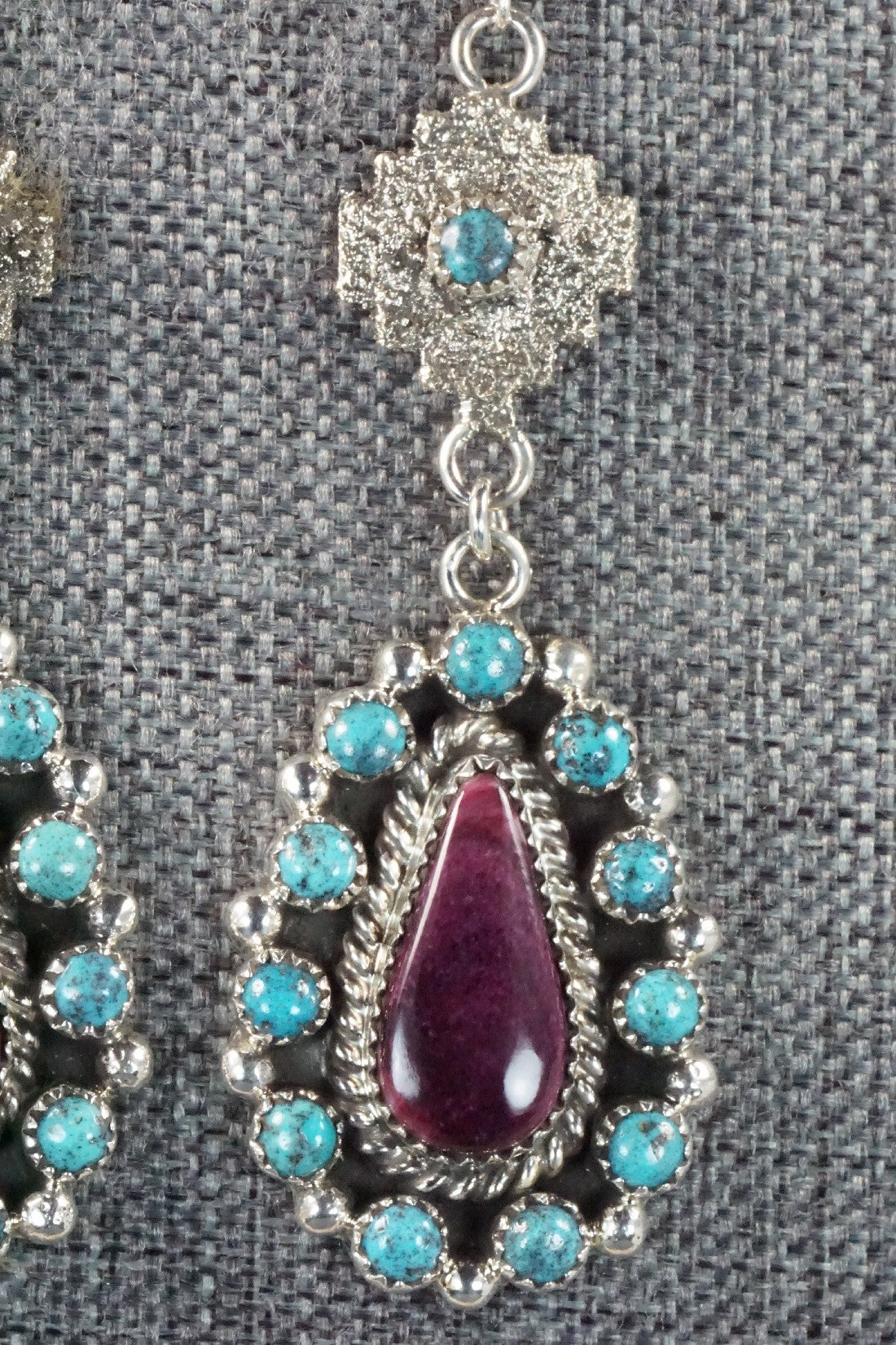 Turquoise, Spiny Oyster & Sterling Silver Earrings - Sandra Parkett