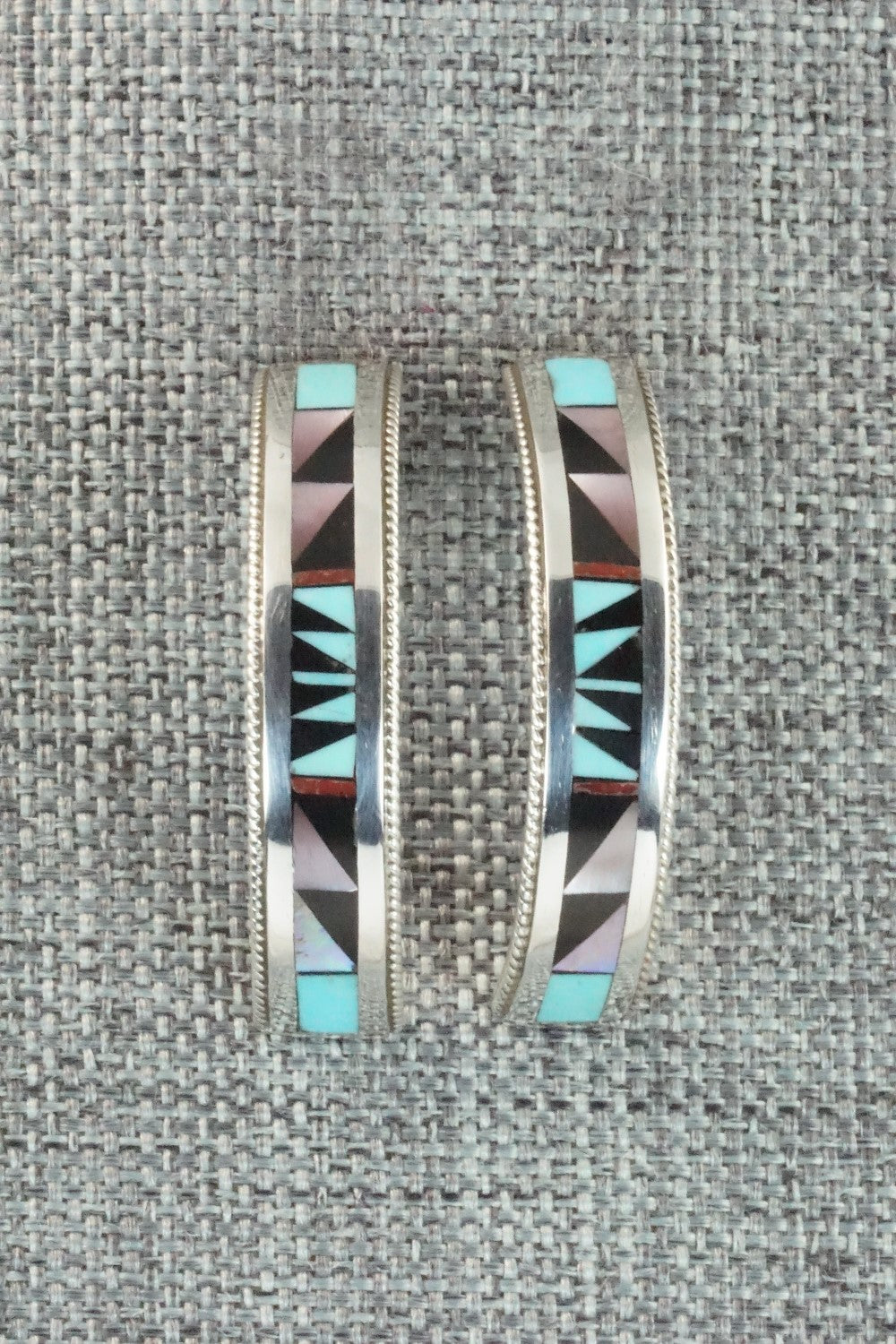 Multi Stone & Sterling Silver Inlay Earrings - Phil Weahkee