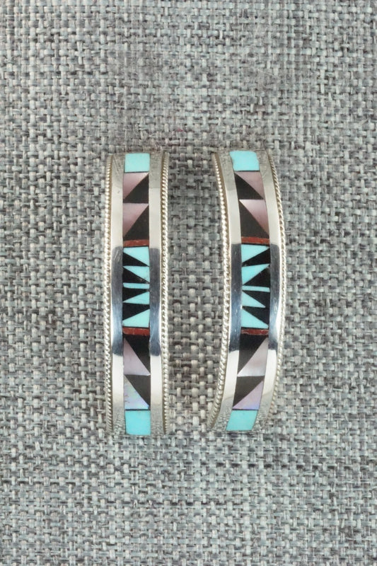 Multi Stone & Sterling Silver Inlay Earrings - Phil Weahkee
