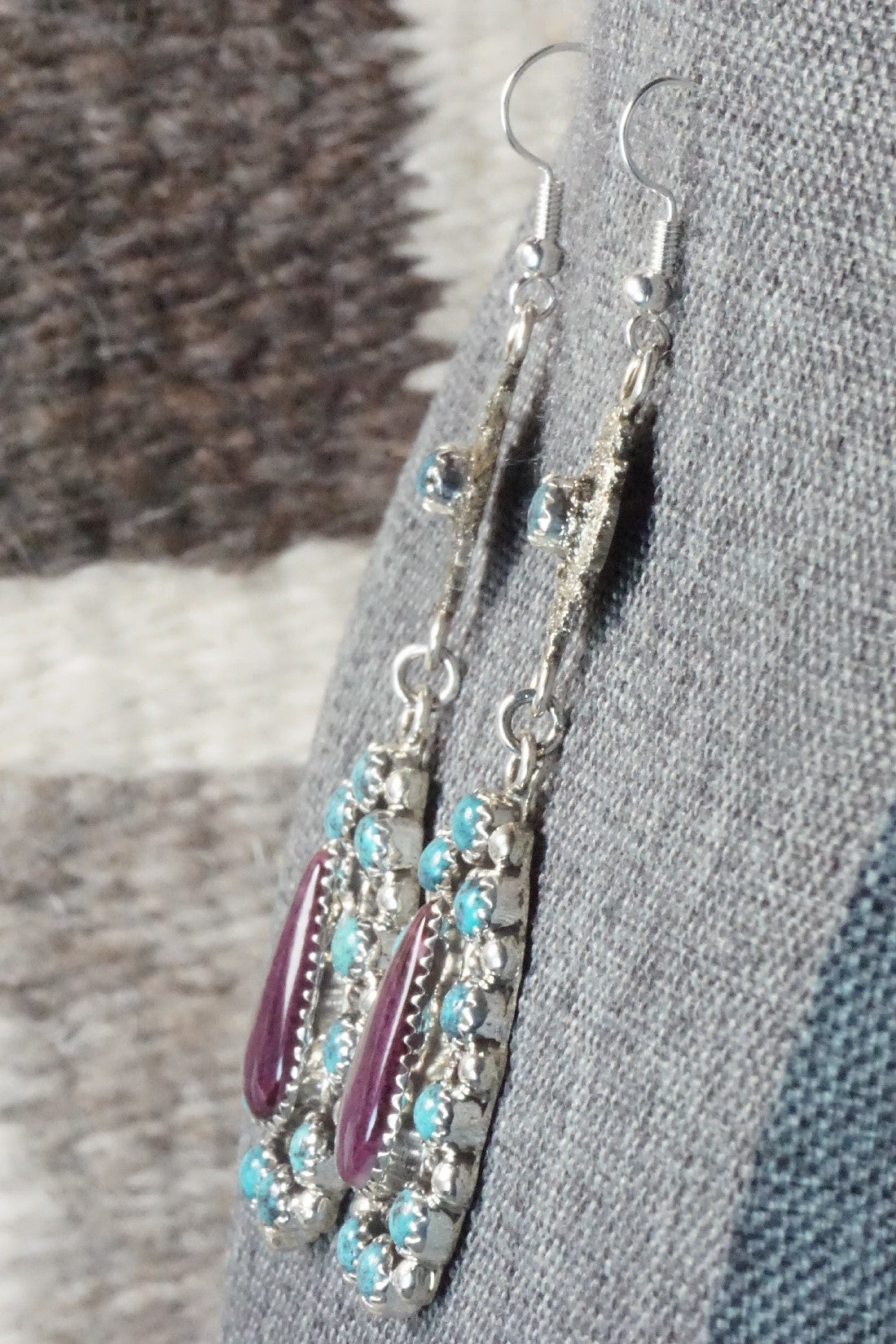 Turquoise, Spiny Oyster & Sterling Silver Earrings - Sandra Parkett