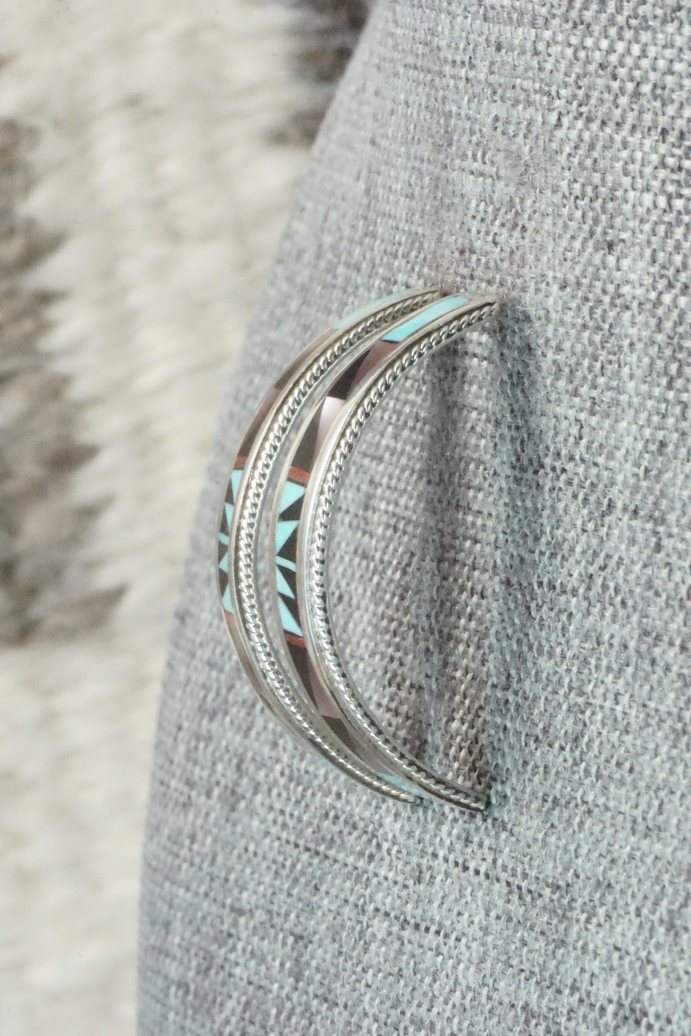 Multi Stone & Sterling Silver Inlay Earrings - Phil Weahkee
