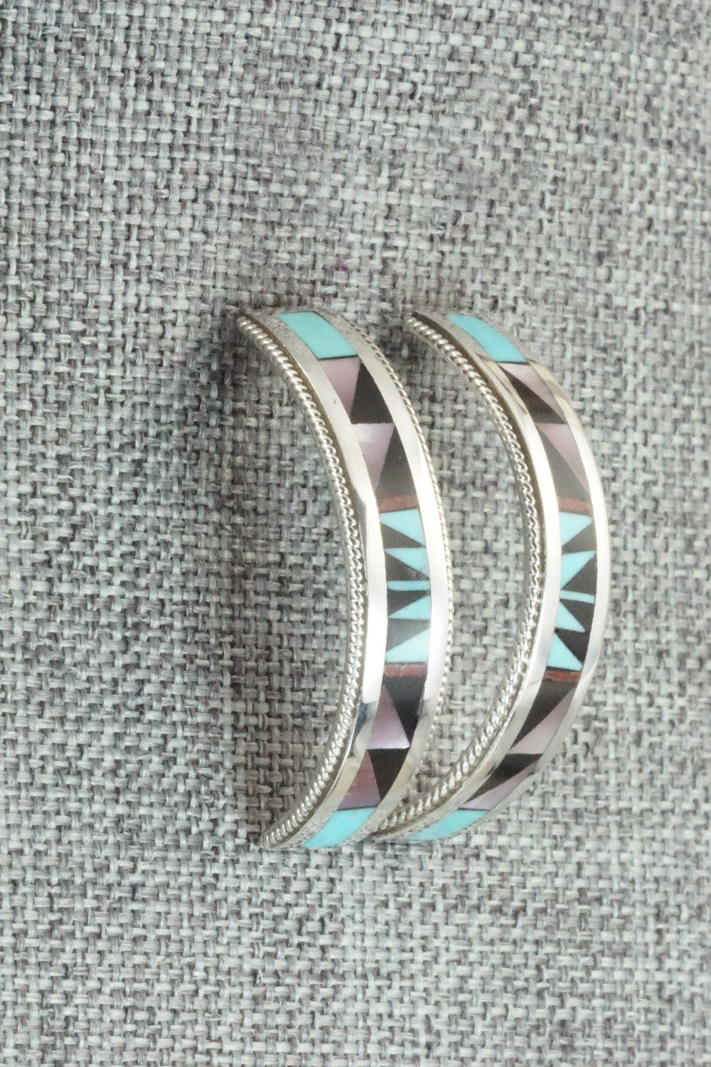 Multi Stone & Sterling Silver Inlay Earrings - Phil Weahkee