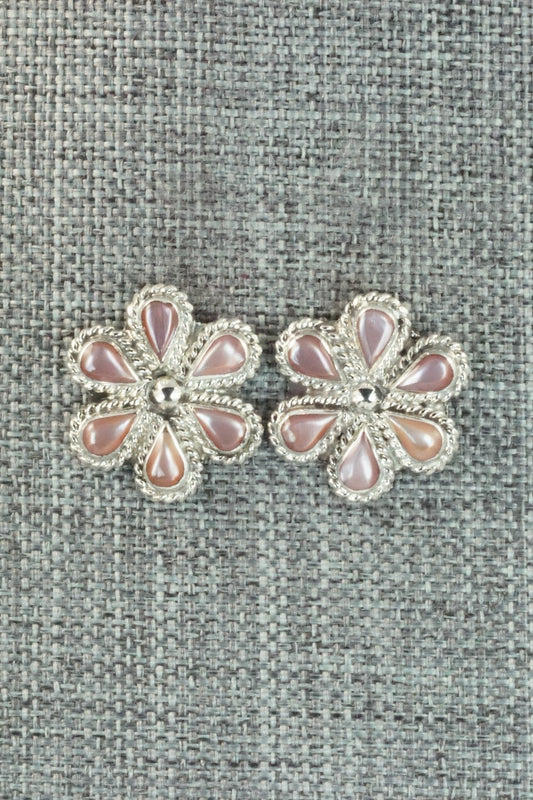 Mother of Pearl & Sterling Silver Earrings - Carol Lateyice