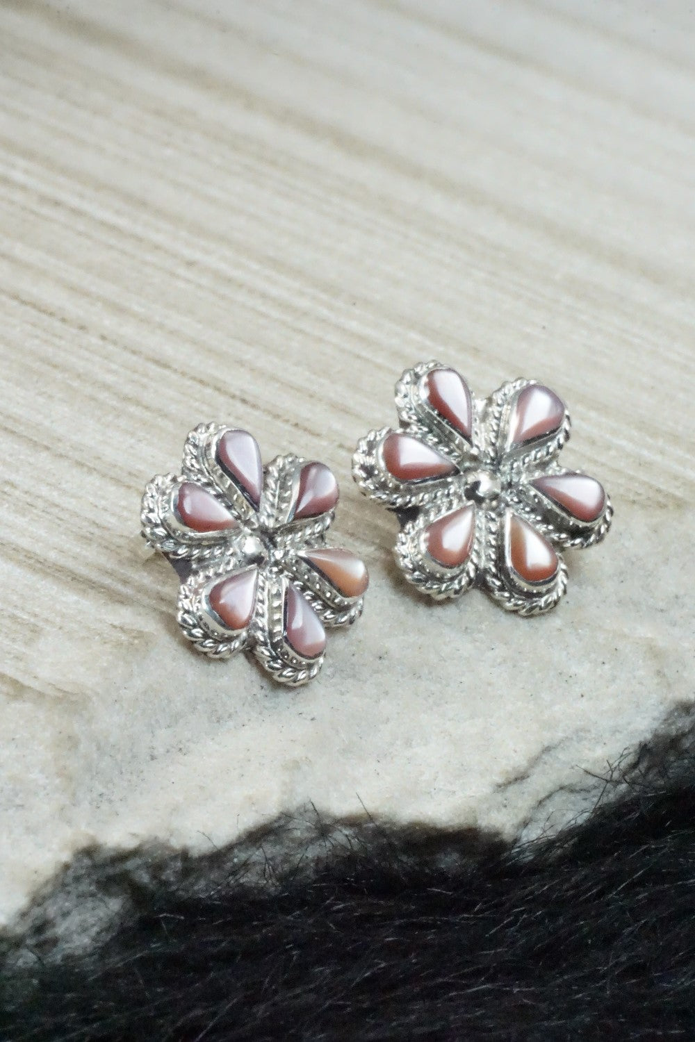 Mother of Pearl & Sterling Silver Earrings - Carol Lateyice