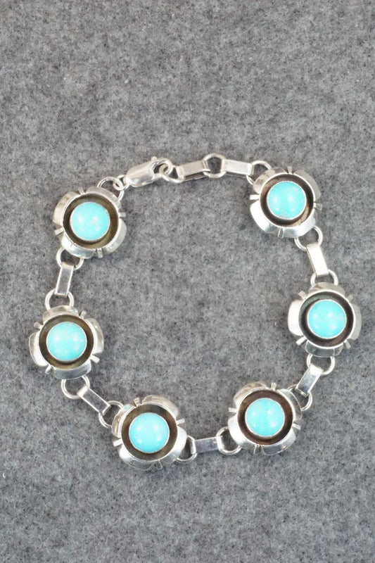Turquoise & Sterling Silver Link Bracelet - Tom Lewis