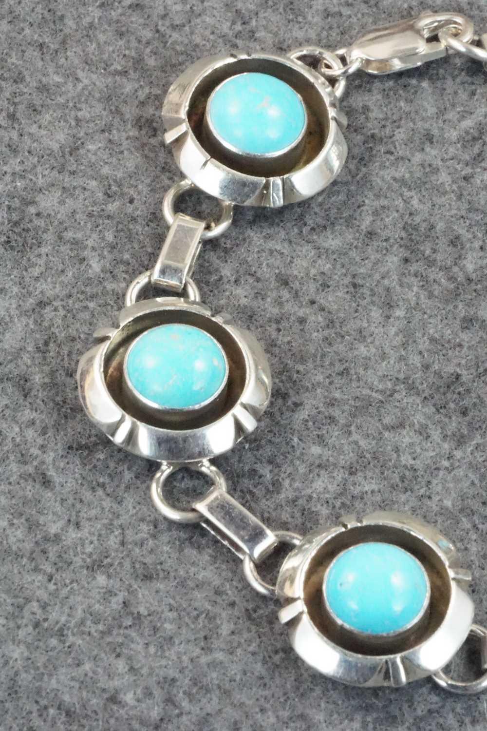Turquoise & Sterling Silver Link Bracelet - Tom Lewis