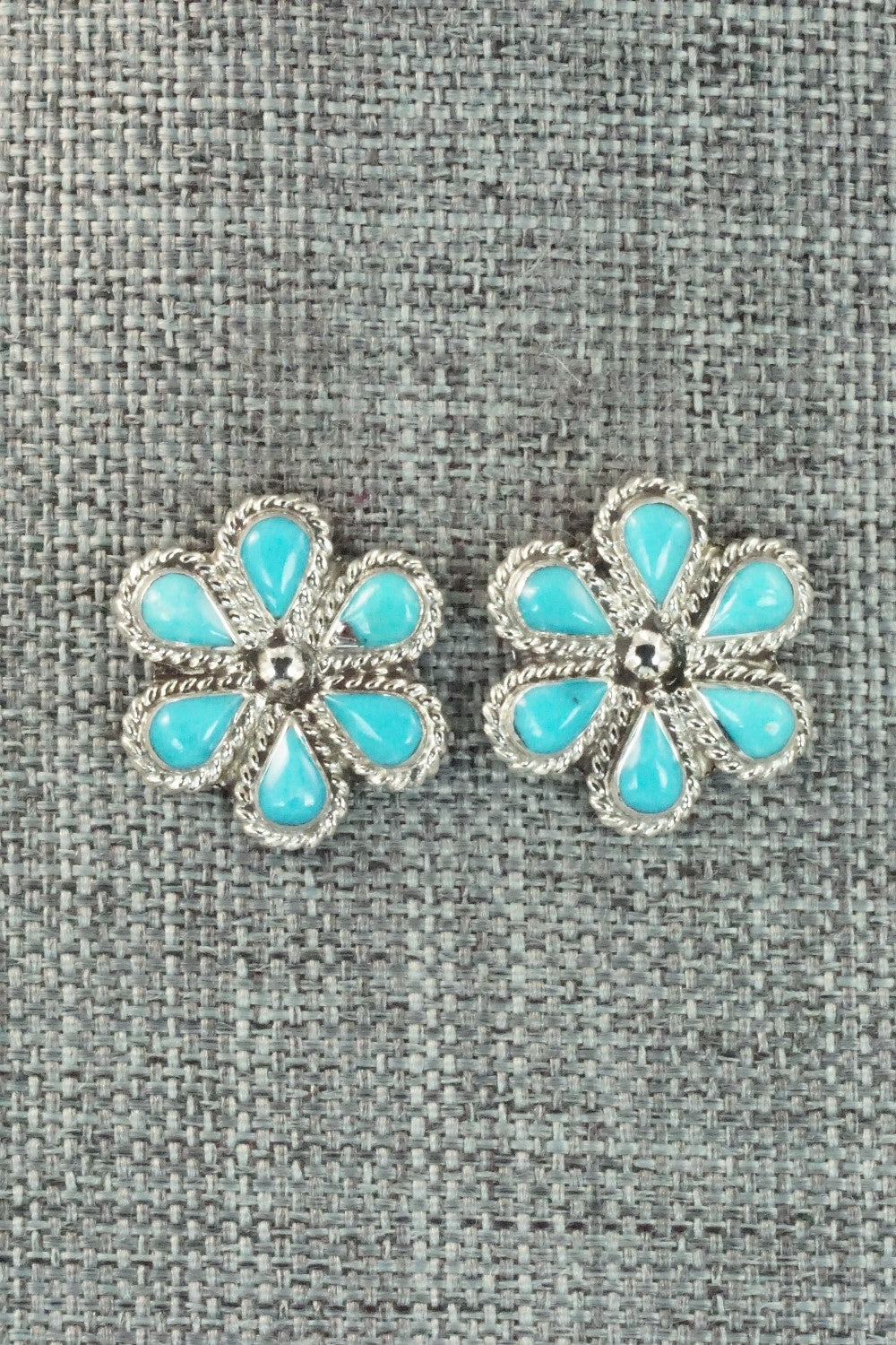 Turquoise & Sterling Silver Earrings - Carol Lateyice