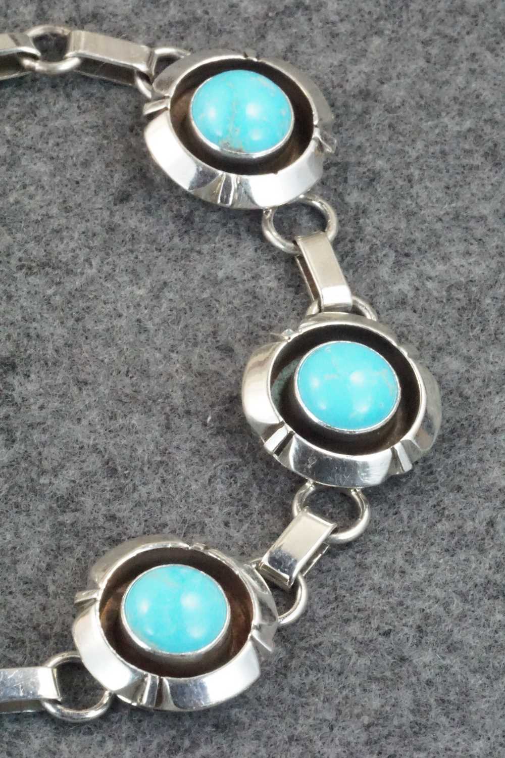 Turquoise & Sterling Silver Link Bracelet - Tom Lewis