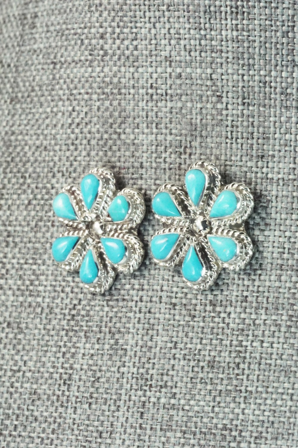 Turquoise & Sterling Silver Earrings - Carol Lateyice