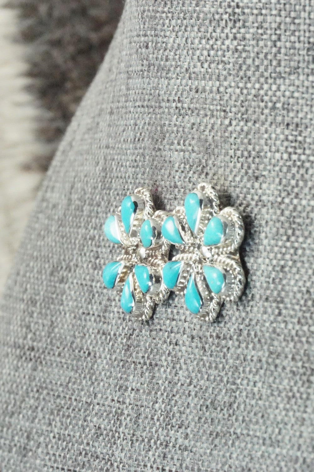 Turquoise & Sterling Silver Earrings - Carol Lateyice