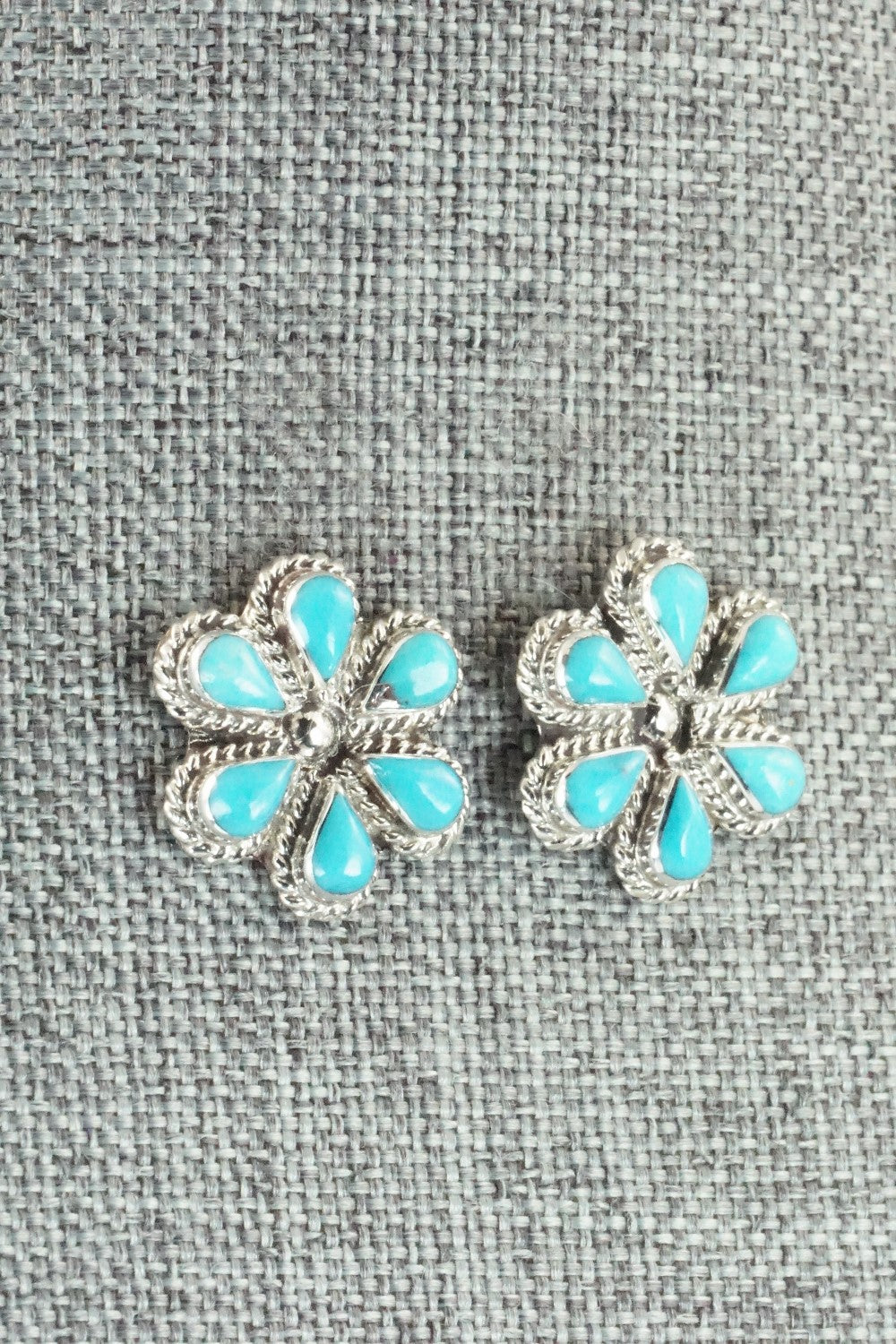 Turquoise & Sterling Silver Earrings - Carol Lateyice