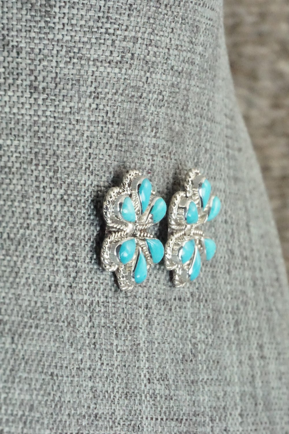 Turquoise & Sterling Silver Earrings - Carol Lateyice