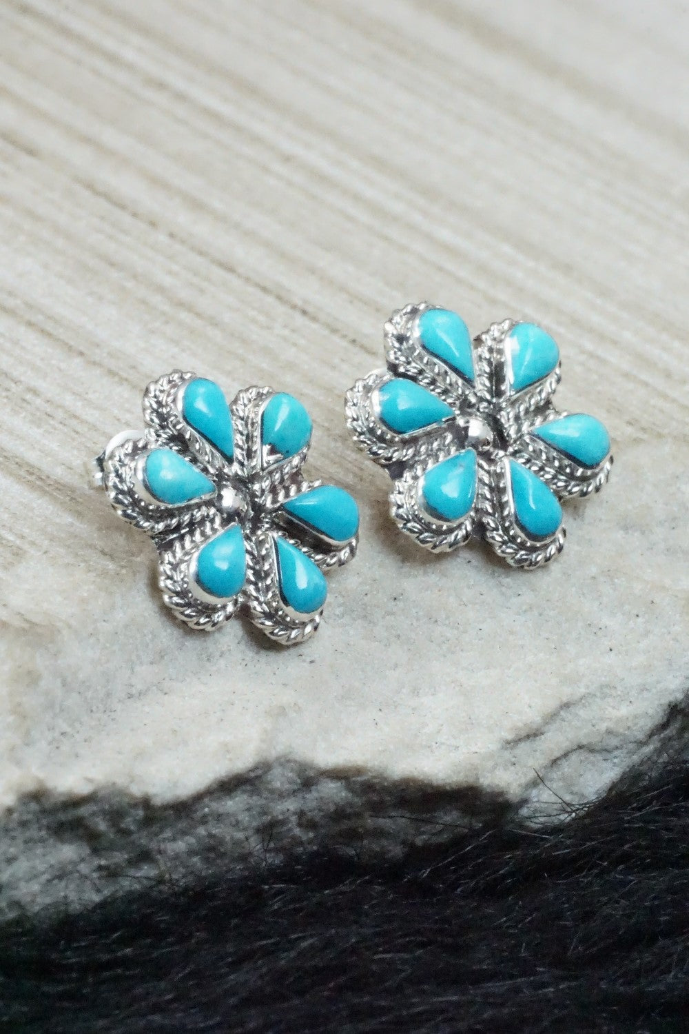 Turquoise & Sterling Silver Earrings - Carol Lateyice