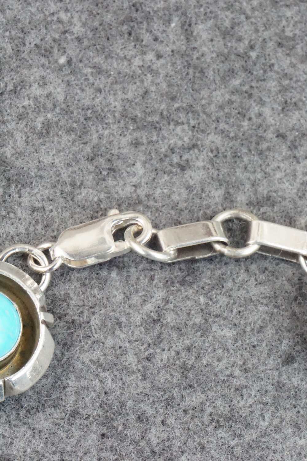 Turquoise & Sterling Silver Link Bracelet - Tom Lewis