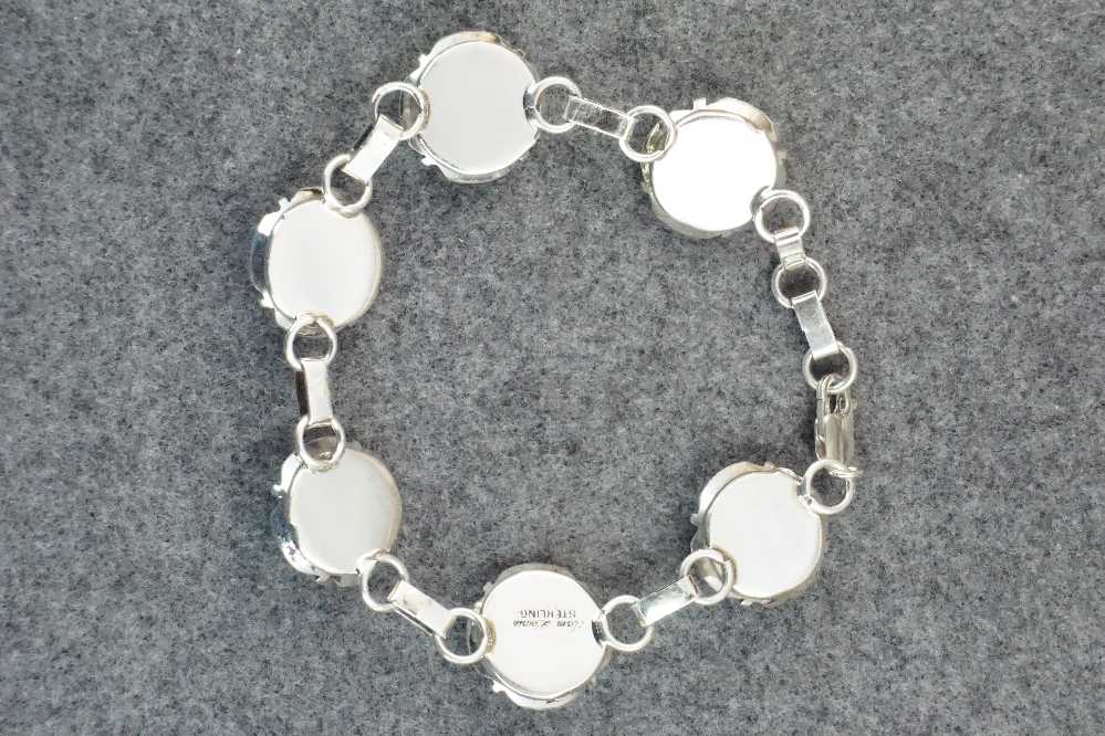 Turquoise & Sterling Silver Link Bracelet - Tom Lewis