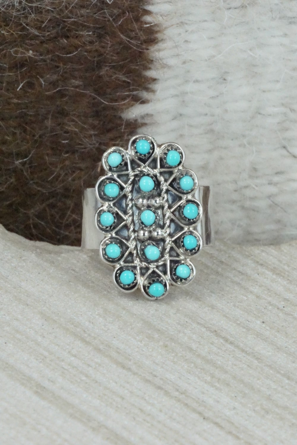 Turquoise & Sterling Silver Ring - Wayne Johnson - Size 8.5