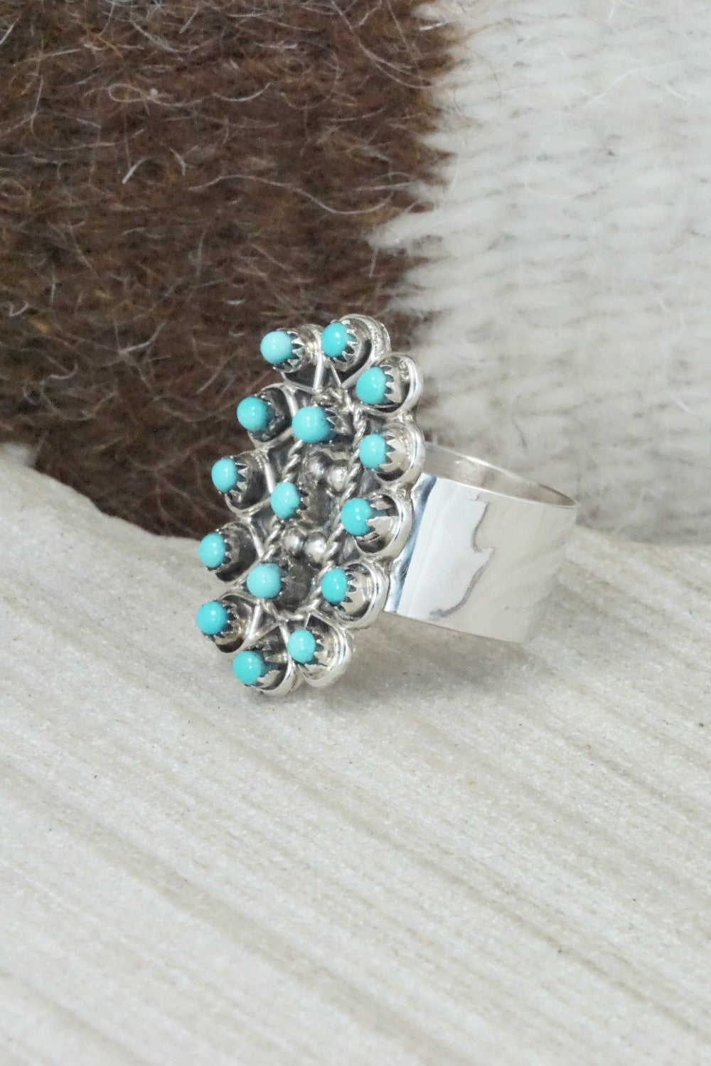 Turquoise & Sterling Silver Ring - Wayne Johnson - Size 8.5