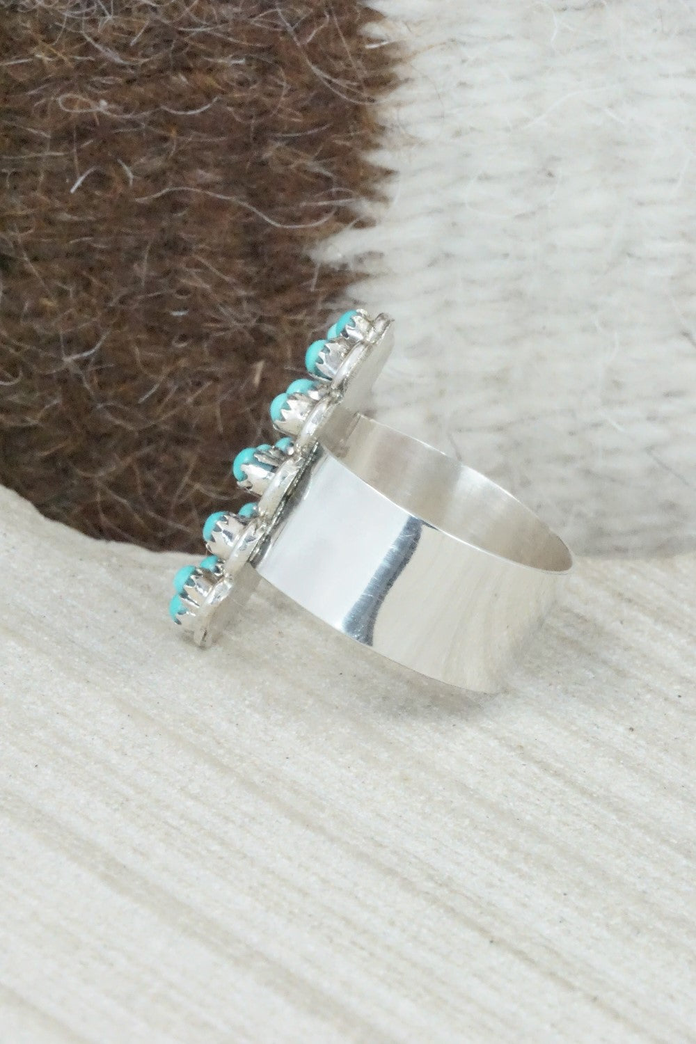 Turquoise & Sterling Silver Ring - Wayne Johnson - Size 8.5