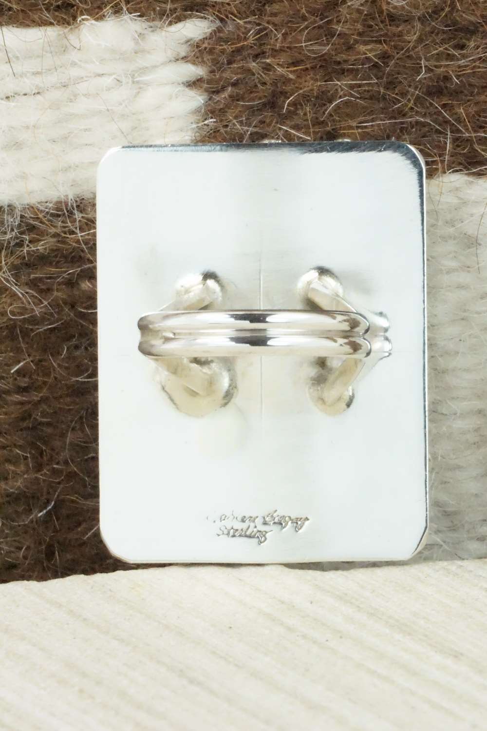 Coral and Sterling Silver Ring - Darlene Begay - Size 8.5