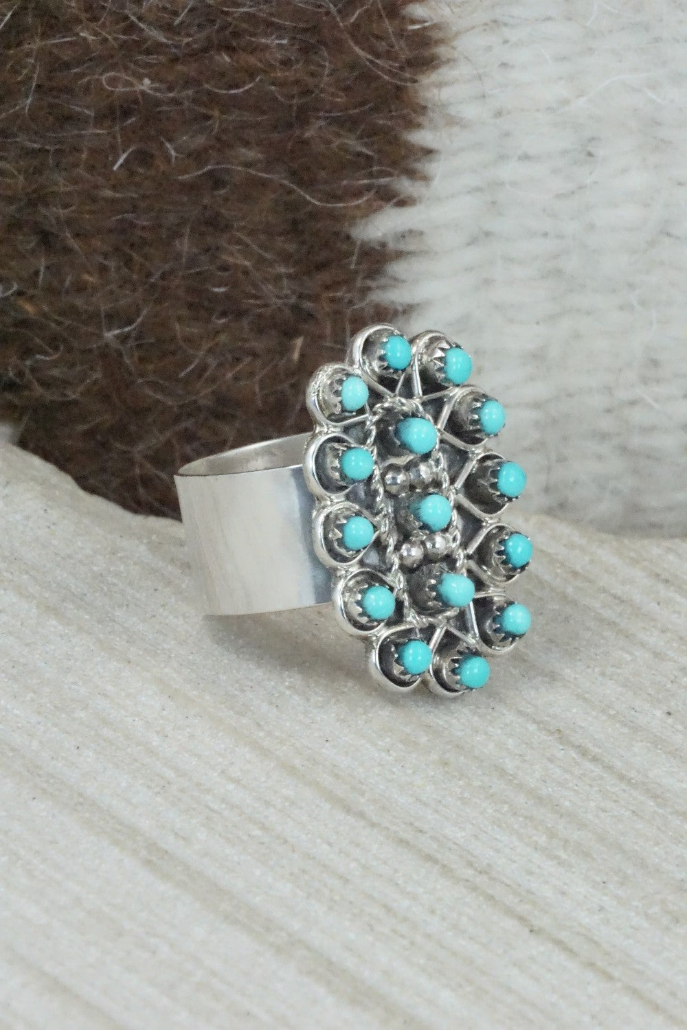 Turquoise & Sterling Silver Ring - Wayne Johnson - Size 8