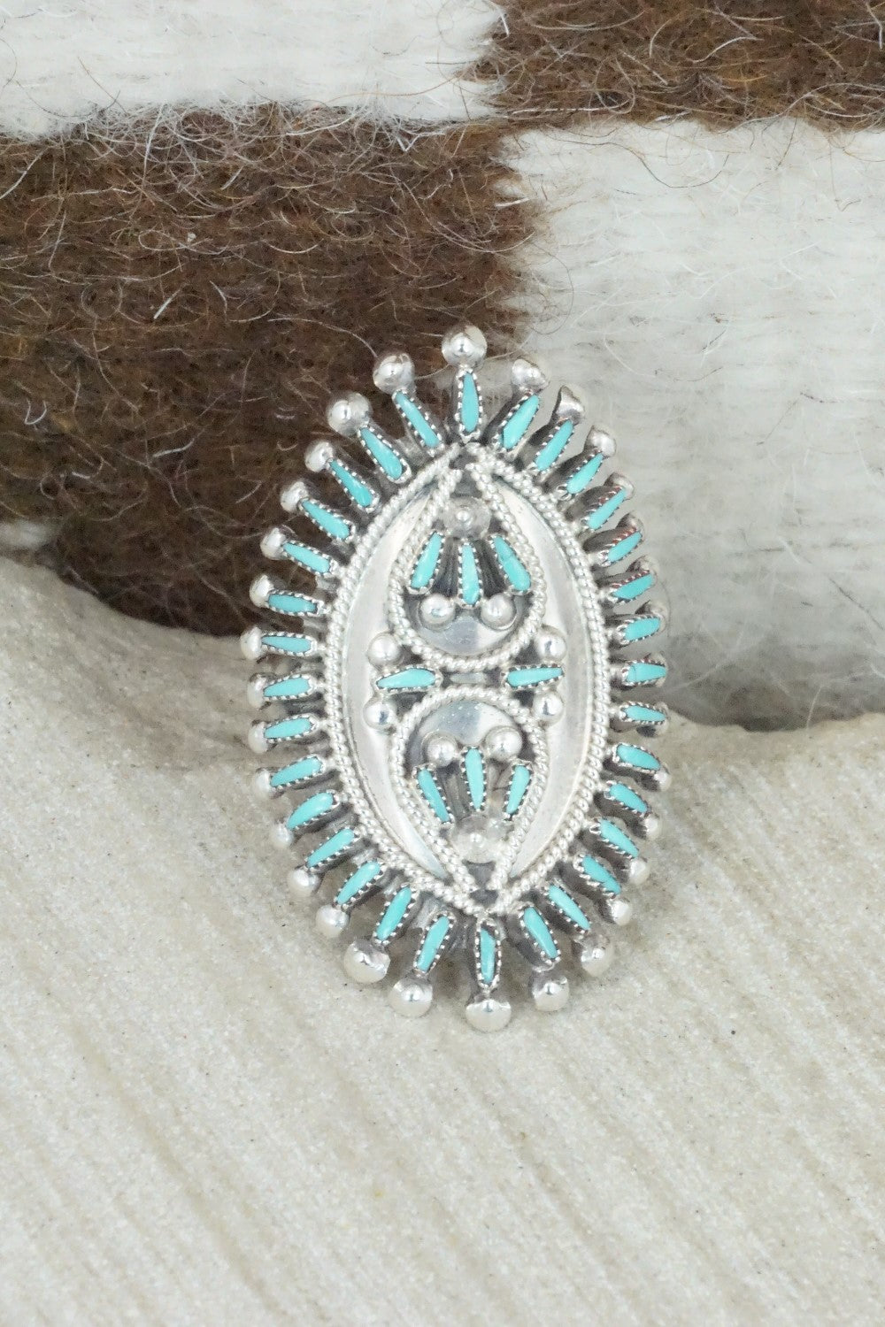 Turquoise & Sterling Silver Ring - Vincent Johnson - Size 8.5