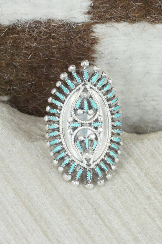 Turquoise & Sterling Silver Ring - Vincent Johnson - Size 8.5