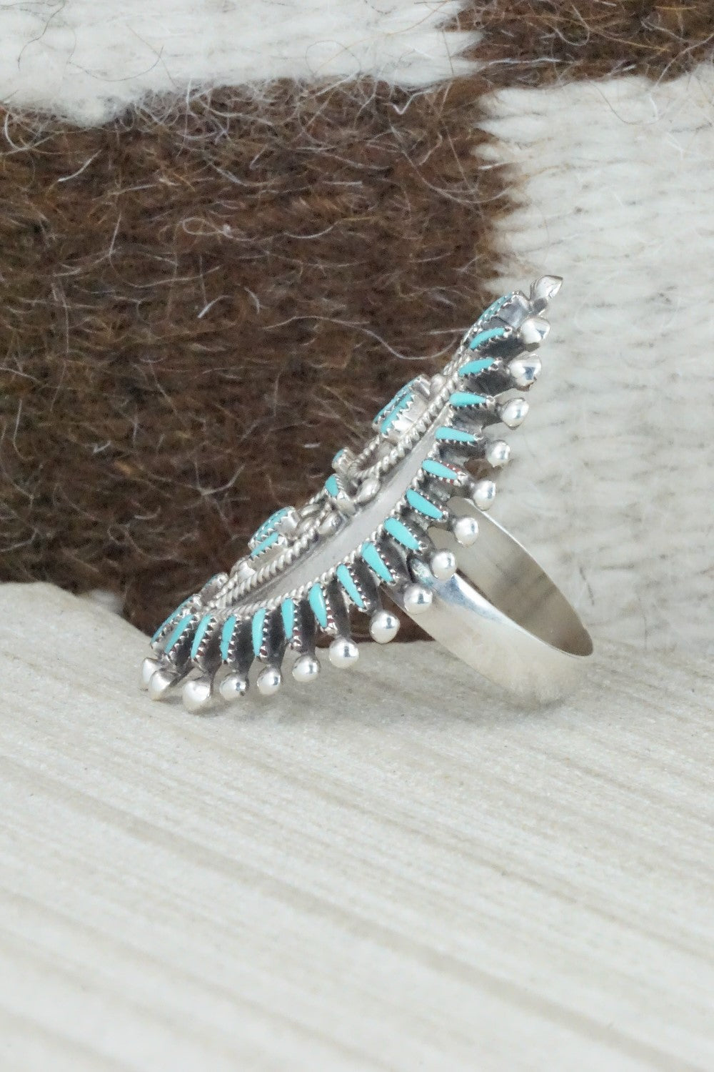 Turquoise & Sterling Silver Ring - Vincent Johnson - Size 8.5